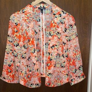 AGB size M lightweight orange/black/yellow/blue floral print jacket